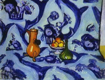 モダンな静物画の装飾 Painting - ブルー テーブル クロス抽象的なフォービズム アンリ マティス モダンな装飾静物画